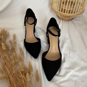Black strap heels